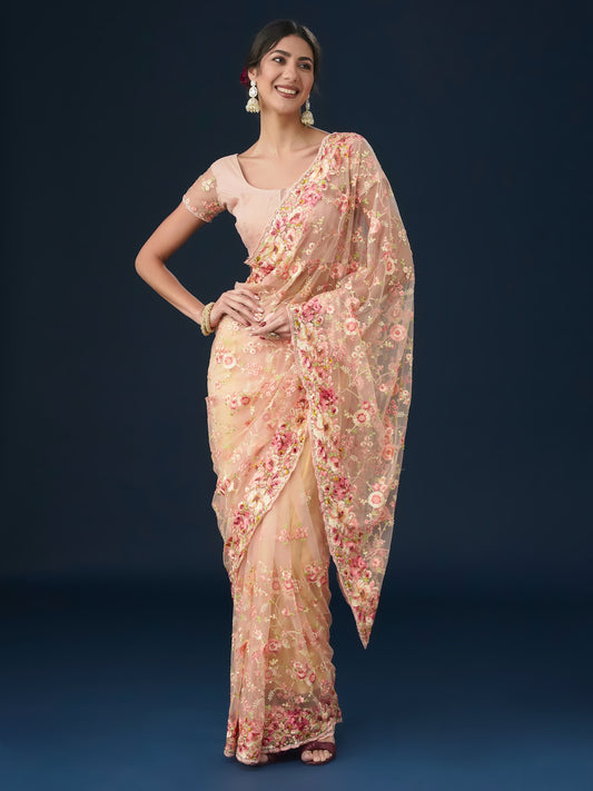 Dhiyona KS Women's Floral Embroidered Saree