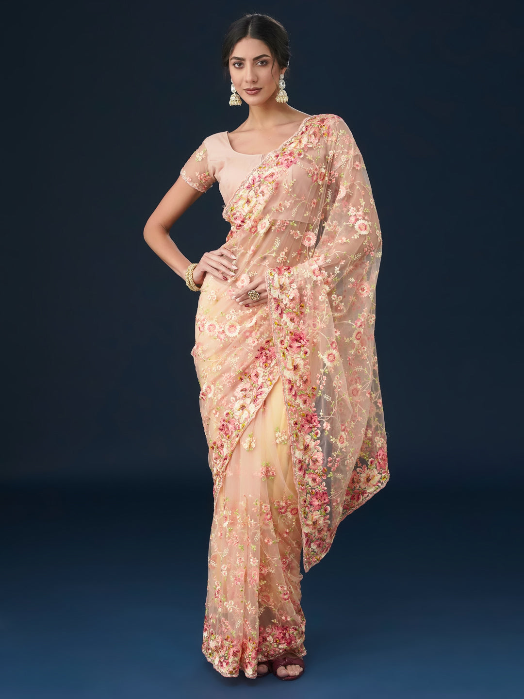 Dhiyona KS Women's Floral Embroidered Saree
