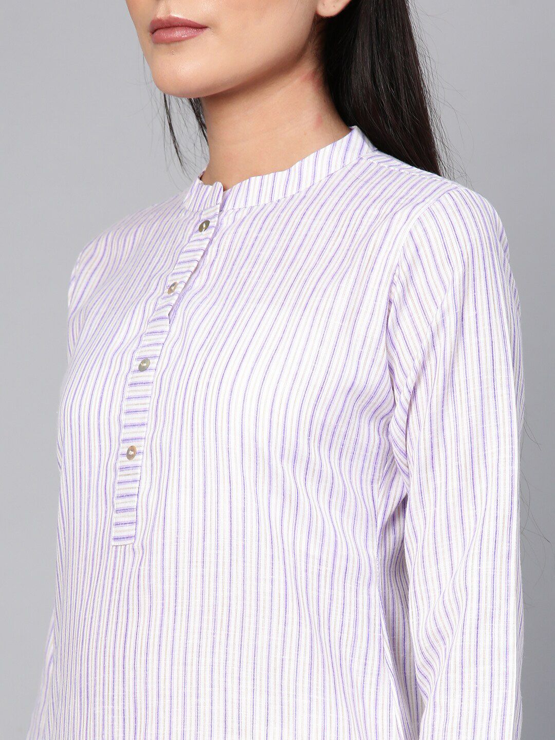 Dhiyona IE Women Purple Striped Straight Kurta