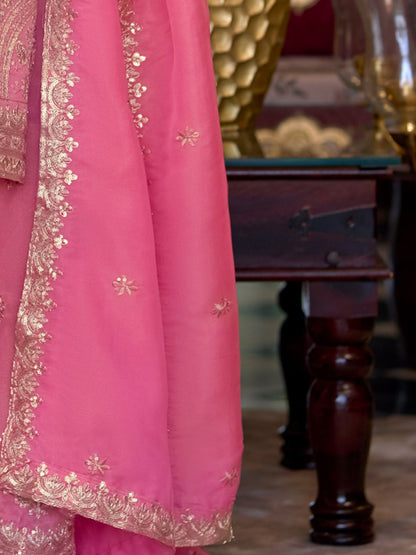 Women Floral Embroidered Kurta with Palazzo & Dupatta