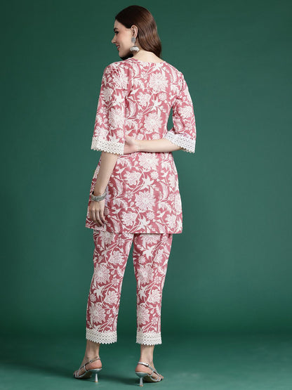 Dhiyona IE Floral Printed Pure Cotton Tunic With Trousers