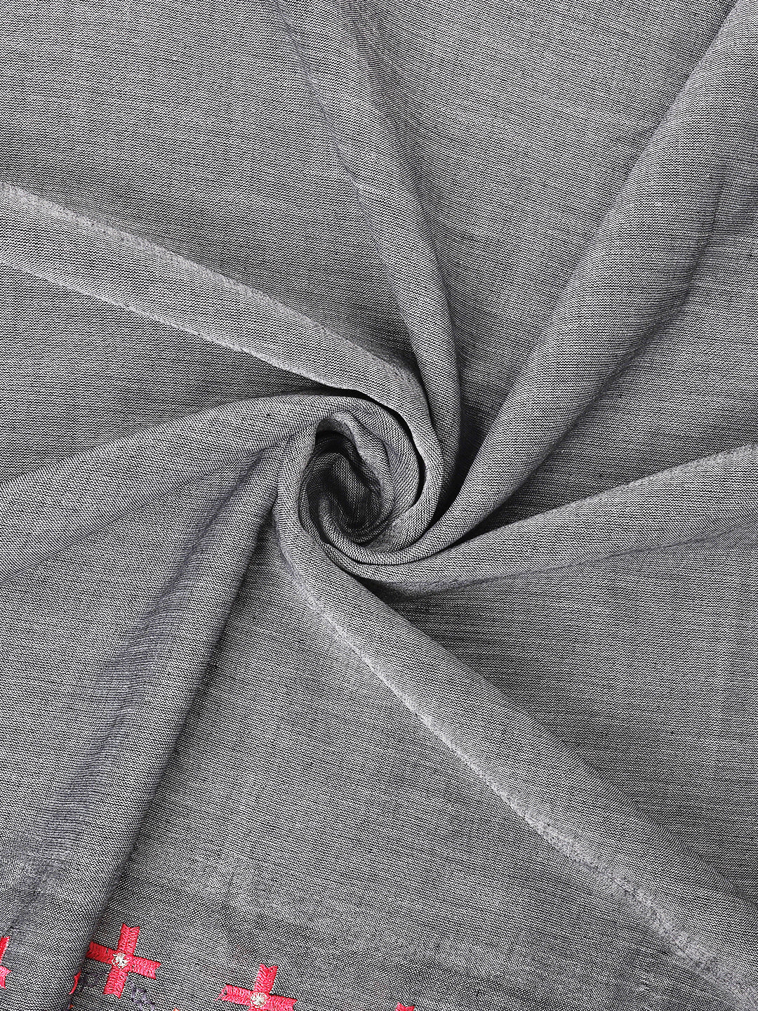 Dhiyona GR Women's CT Grey Cotton Linen Silk Embroidered Saree