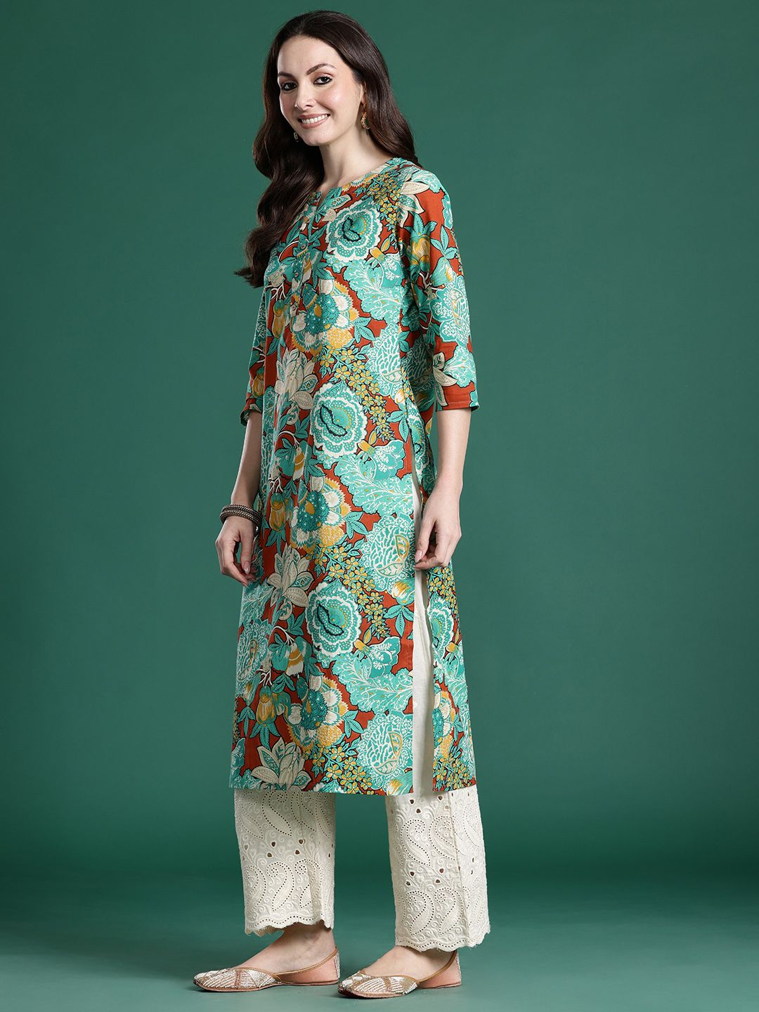 Dhiyona IE Floral Printed Pure Cotton Kurta