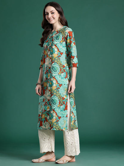 Dhiyona IE Floral Printed Pure Cotton Kurta