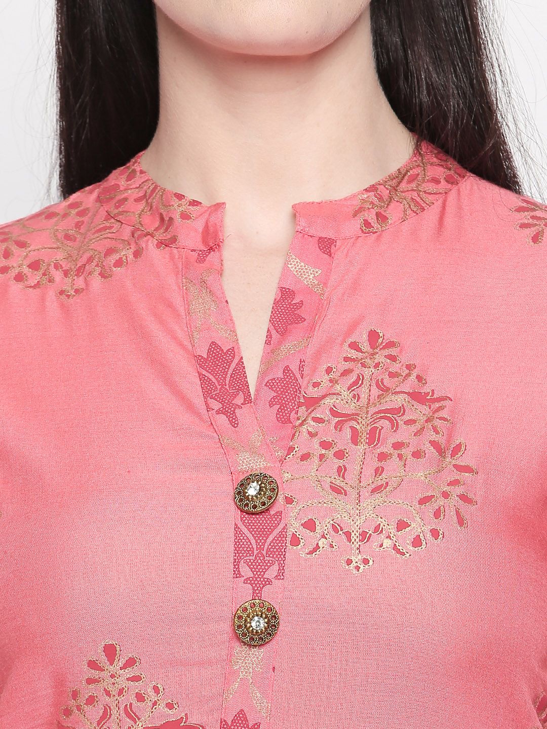 Dhiyona IS Women's Women Pink Printed Kurti with Palazzos