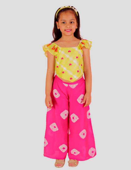 Girls Fusion Tie & Dye Flared Palazzo with Top