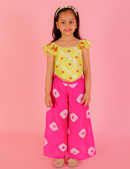 Girls Fusion Tie & Dye Flared Palazzo with Top