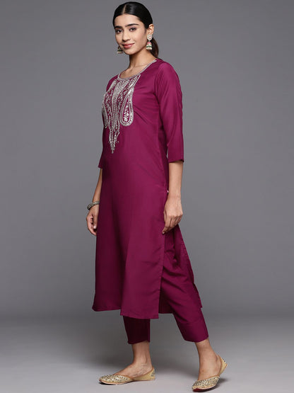 Dhiyona VA Women'sPaisley Zzari Embroidered Regular Kurta with Trousers & Dupatta