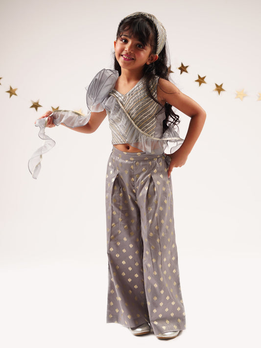 Mehfil Grey Girls Co-ordinate set for Girls