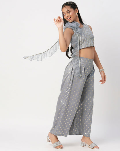 Mehfil Grey Girls Co-ordinate set for Girls