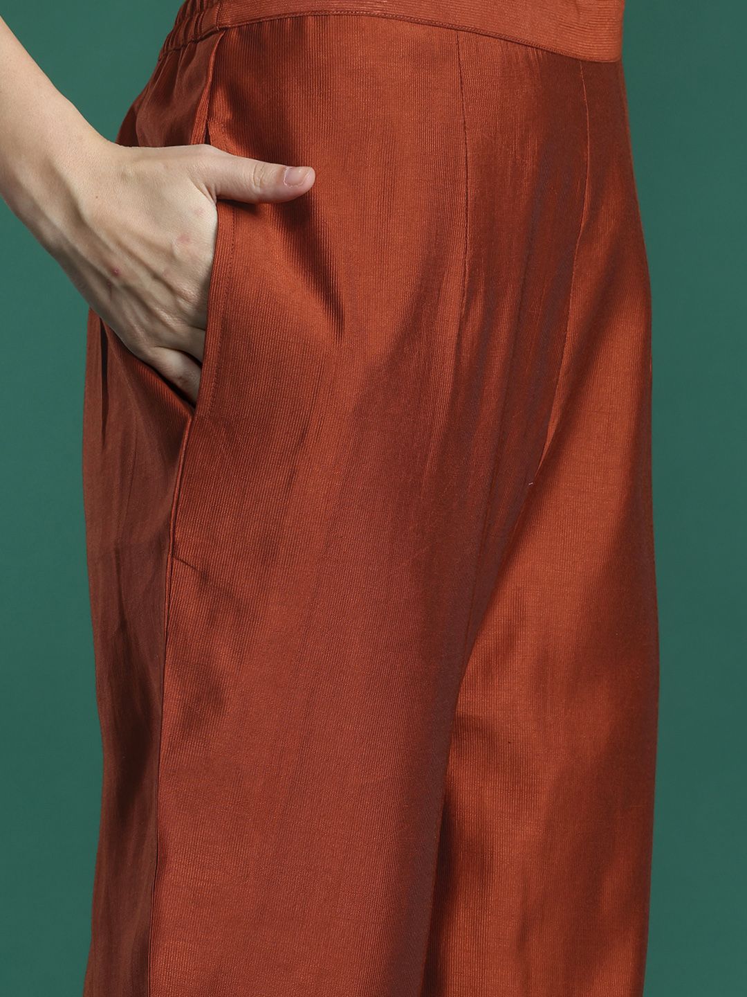 Floral Embroidered Liva Kurta with Trousers & With Dupatta