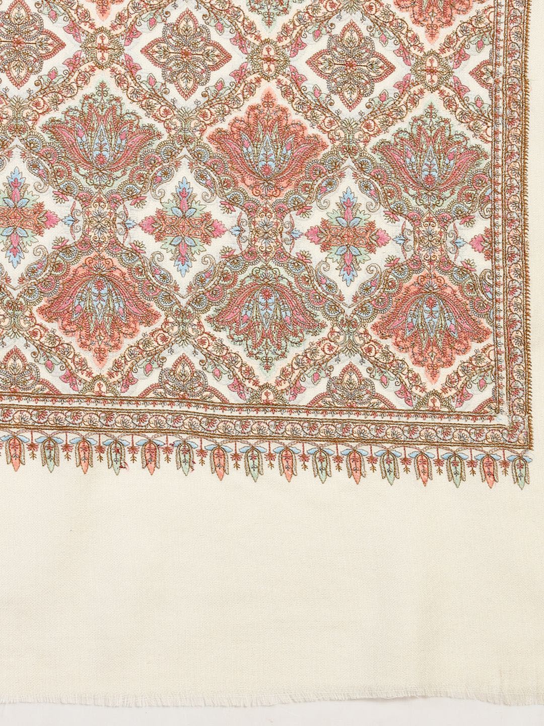 Dhiyona PA Ethnic Motifs Embroidered Woollen Silk Shawl