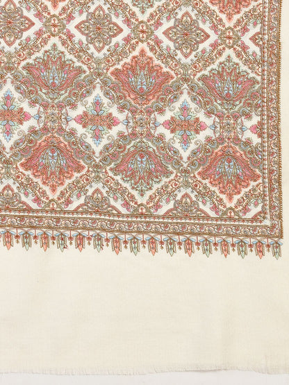 Dhiyona PA Ethnic Motifs Embroidered Woollen Silk Shawl