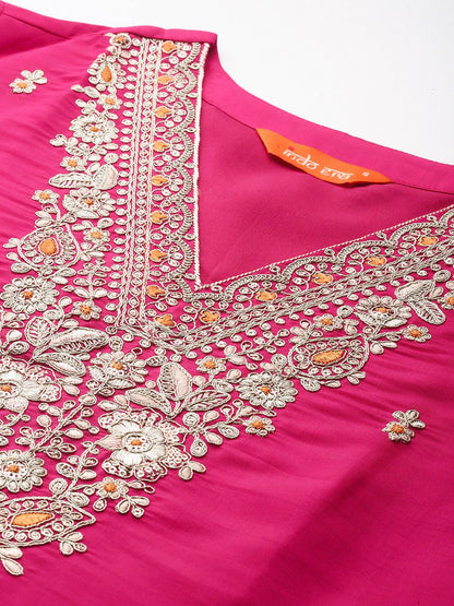 Dhiyona IE Ethnic Motifs Embroidered Sequinned Kurta with Trousers & With Dupatta