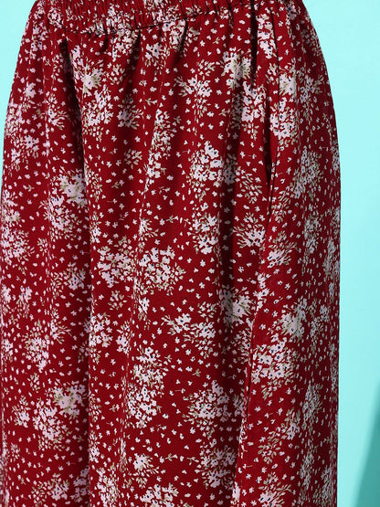 Dhiyona VA Women'sFloral Printed Empire Silk Georgette Kurta with Palazzos & With Dupatta