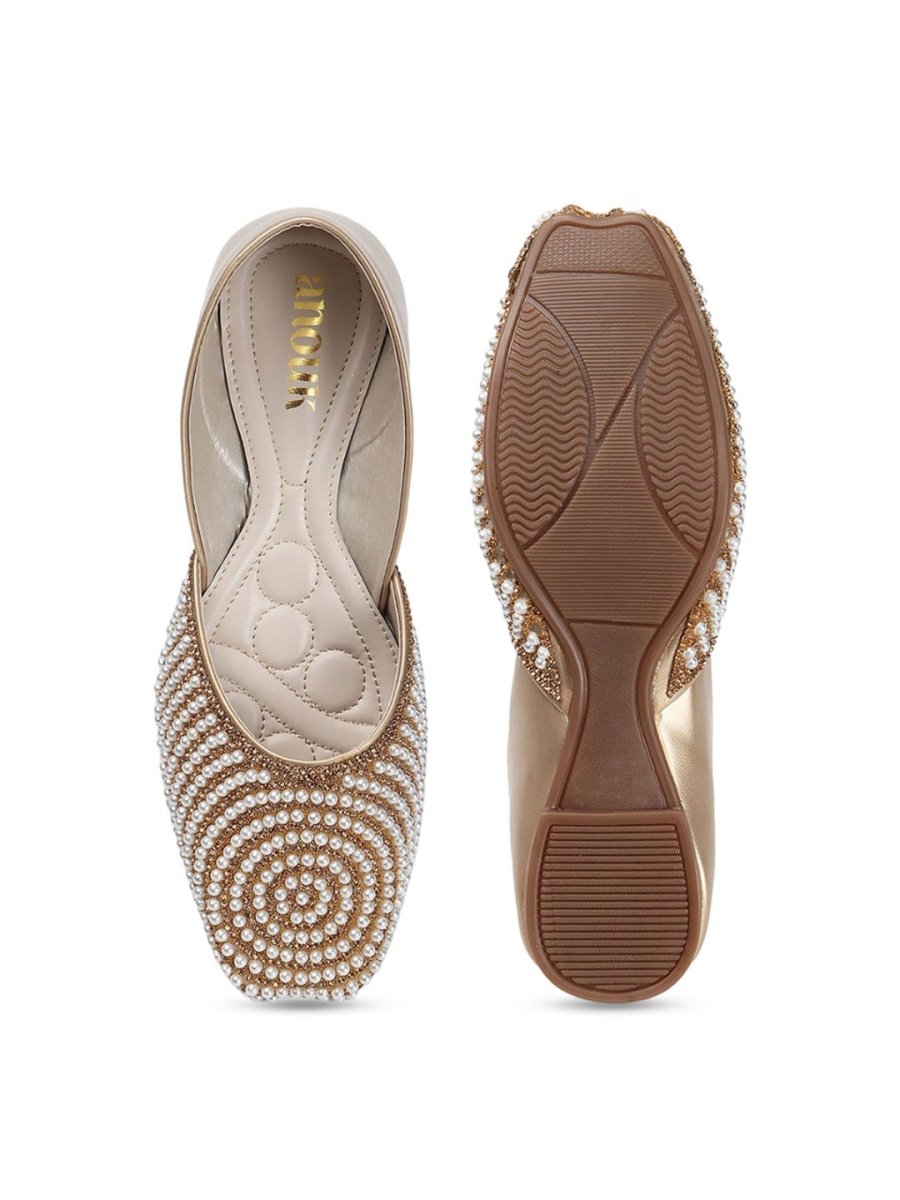 Dhiyona AK Women Leather Embellished Slip-On Ballerinas