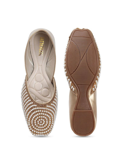 Dhiyona AK Women Leather Embellished Slip-On Ballerinas