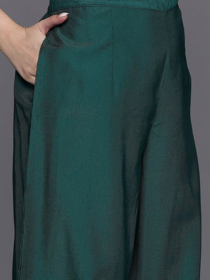 Dhiyona IE Floral Embroidered Regular Thread Work Liva Kurta with Palazzos & Dupatta