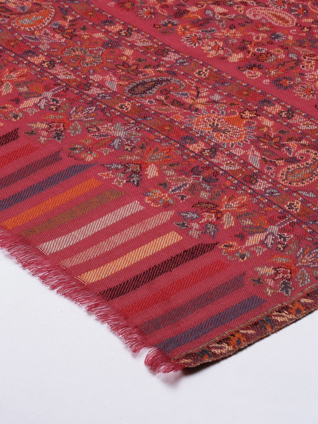 Dhiyona PA Women Pink Kaani Woven Design Shawl