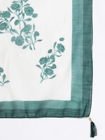 Dhiyona IE Floral Embroidered Pleated Thread Work Pure Cotton Kurta Set