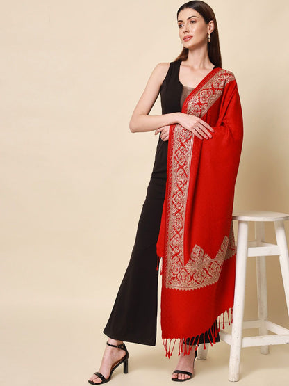 Dhiyona PA Women Red Embroidered Shawl