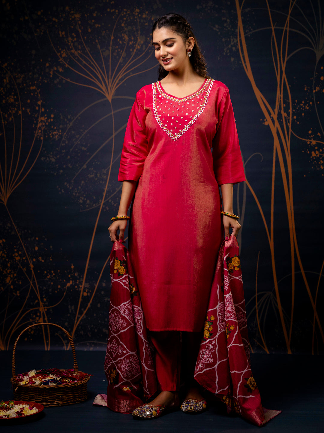 Dhiyona VV Women's Kurta and Pant Sets Simar Silk fabric