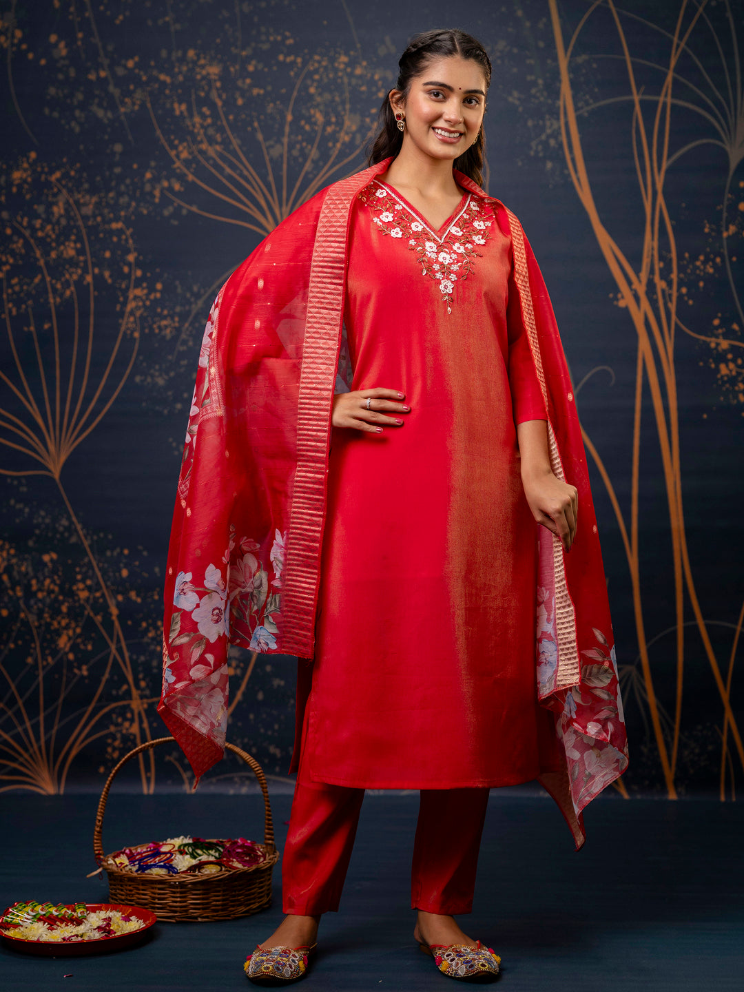 Dhiyona VV Women's Kurta and Pant Sets Simar Silk fabric