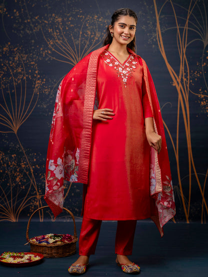 Dhiyona VV Women's Kurta and Pant Sets Simar Silk fabric