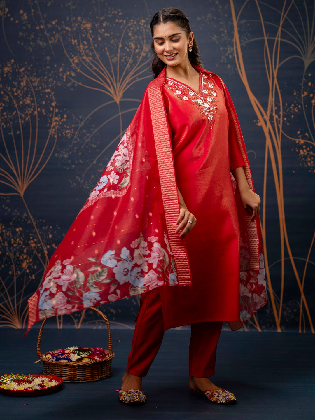 Dhiyona VV Women's Kurta and Pant Sets Simar Silk fabric