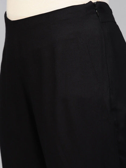 Dhiyona VA Women's Grey & Black Zari & Thread Work Kurta with Trousers & Dupatta