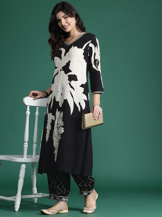 Dhiyona IE Floral Printed Kurta with Salwar with Sequinned Detail
