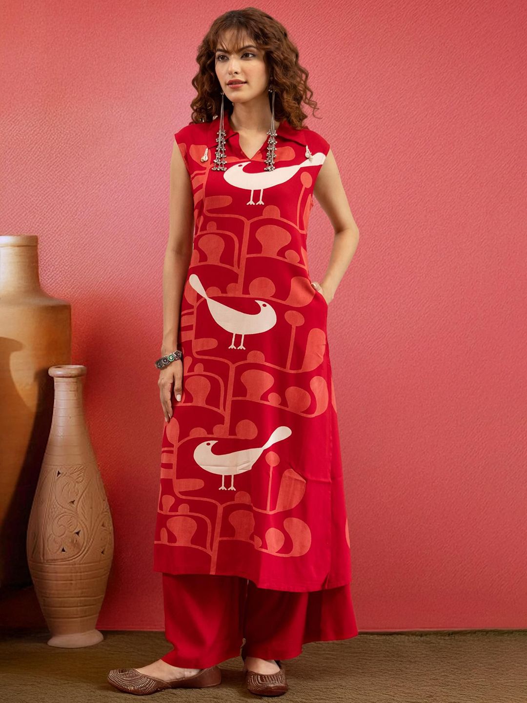 Dhiyona SN Women's Abstract Printed Pure Cotton Kurta with Palazzo
