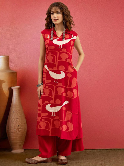 Dhiyona SN Women's Abstract Printed Pure Cotton Kurta with Palazzo