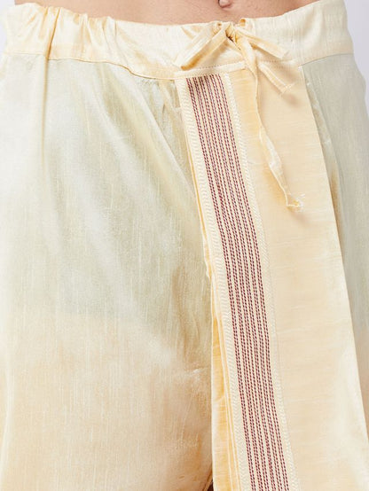Men's Maroon Silk Blend Angrakha Kurta and Dhoti Set
