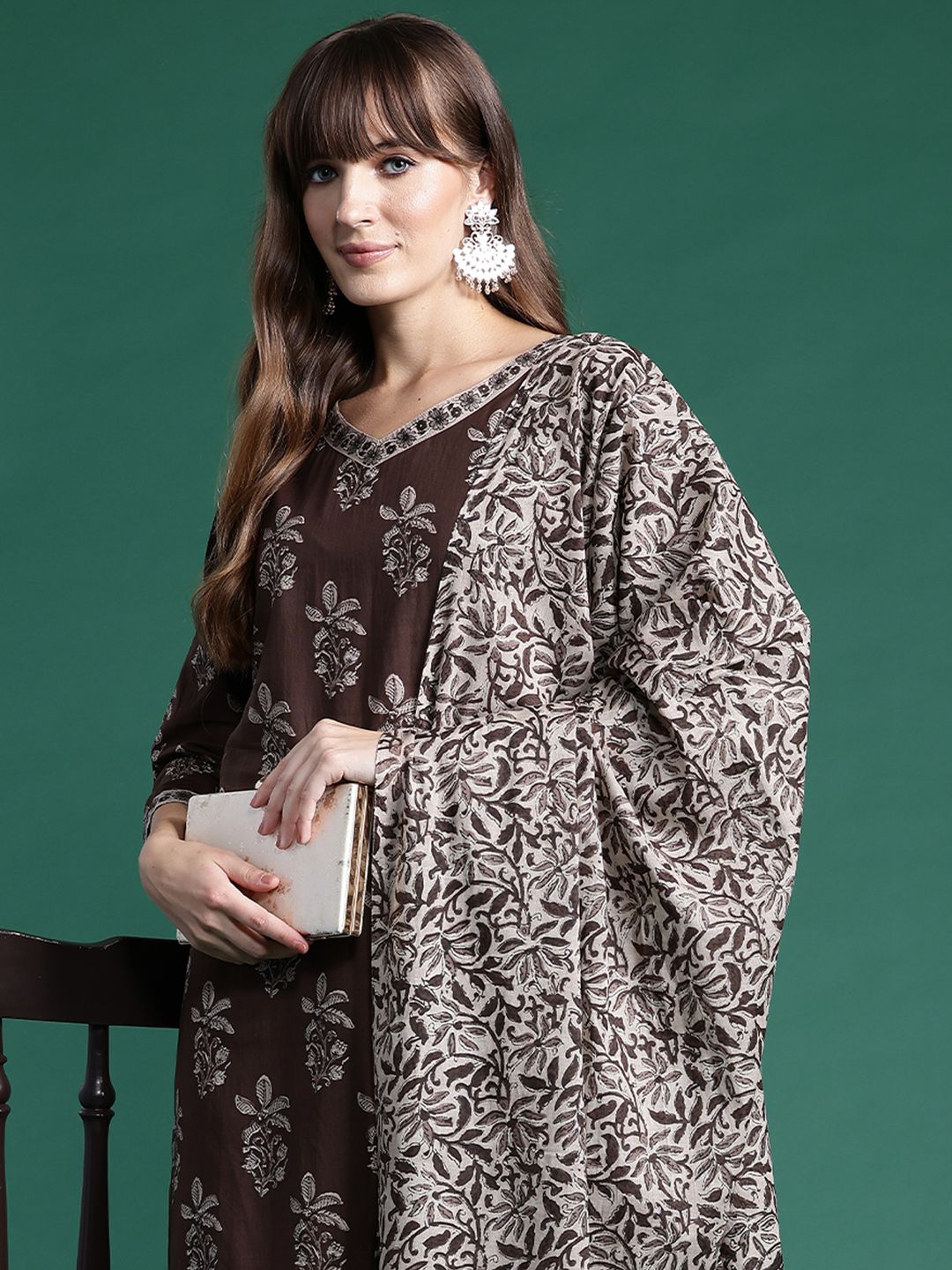 Dhiyona IE Floral Printed Pure Cotton Kurta With Salwar & Dupatta