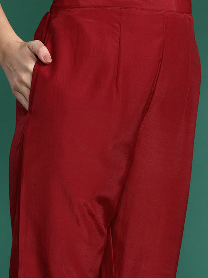 Ethnic Motifs Embroidered Sequinned Kurta with Trousers & Dupatta