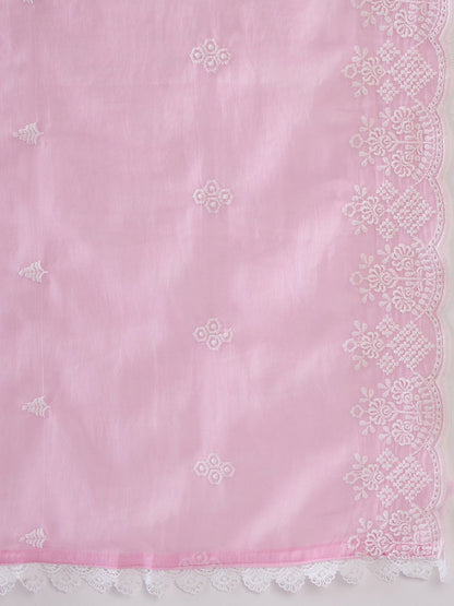 Floral Embroidered Empire Thread Work Pure Cotton A-Line Kurta Set