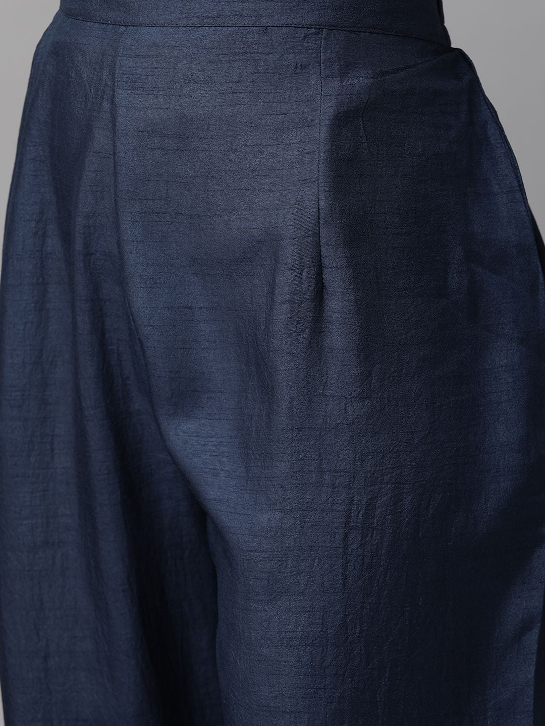 Dhiyona IE Women Navy Blue & Golden Yoke Design Kurta with Trousers & Dupatta