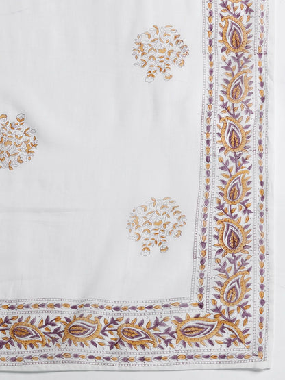 Dhiyona IE Floral Printed Empire Pure Cotton Kurta with Trousers & With Dupatta