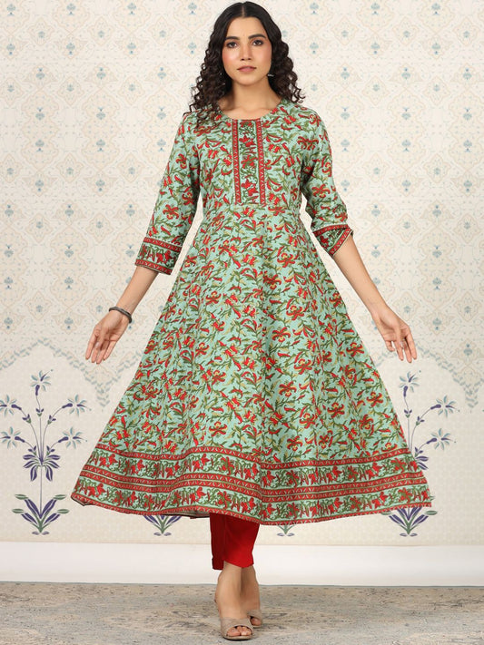 Dhiyona OD  Floral Printed Anarkali Kurta
