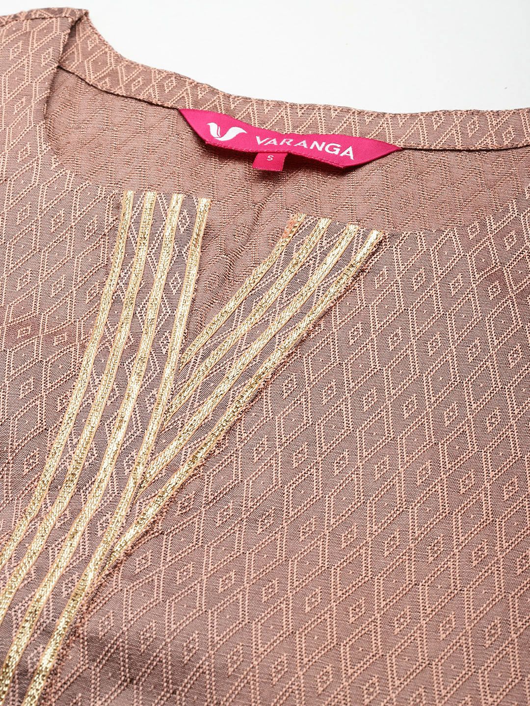 Dhiyona VA Women's Jacquard Gota Embellished Kurta Set