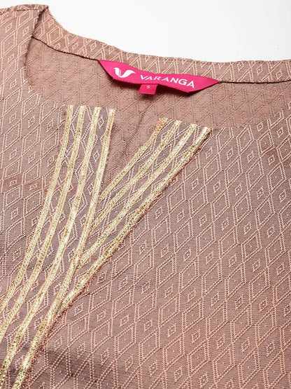 Dhiyona VA Women's Jacquard Gota Embellished Kurta Set