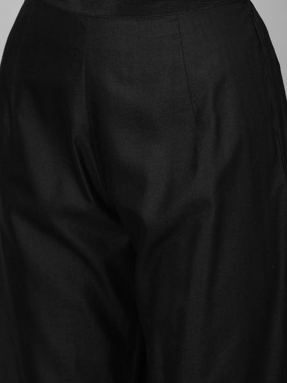 Dhiyona IE Women Black & Golden Solid Kurta with Palazzos & Dupatta