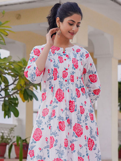 Dhiyona IE Printed Pure Cotton Tunic & Trousers Co-Ord Set