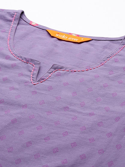 Floral Printed Pure Cotton Kurta with Trousers