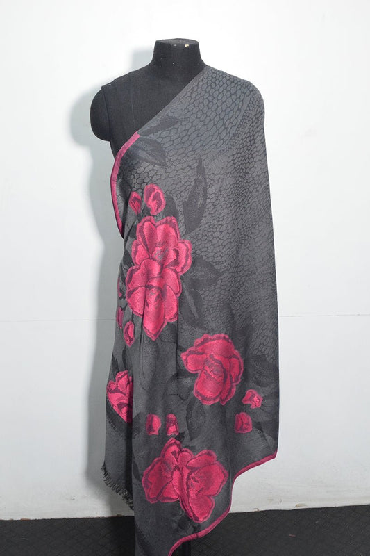 Grey Pashmina Woven Jacquard Shawl