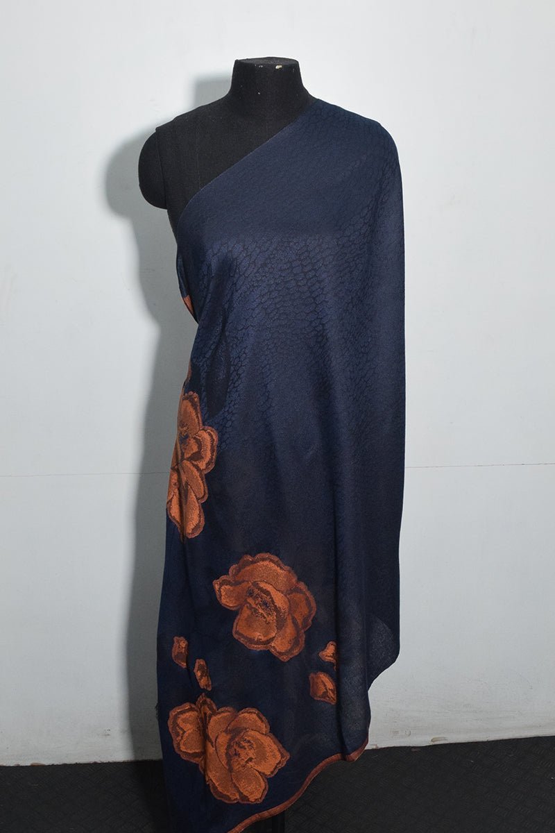 Navy Blue Pashmina Woven Jacquard Shawl