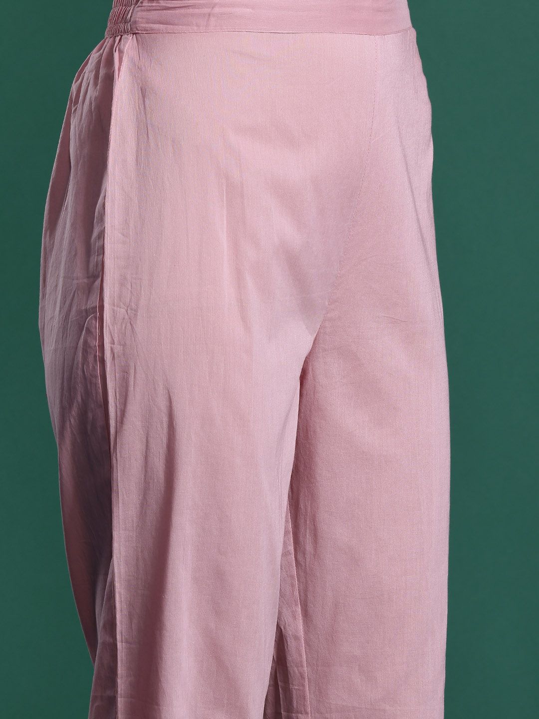 Ethnic Motifs Embroidered Pleated Thread Work Pure Cotton Kurta Set