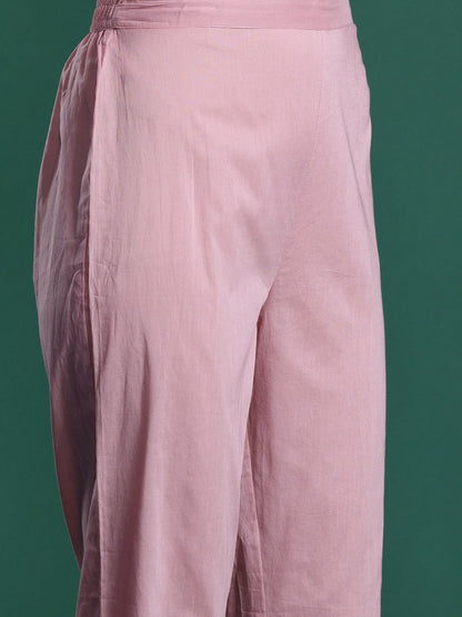 Ethnic Motifs Embroidered Pleated Thread Work Pure Cotton Kurta Set