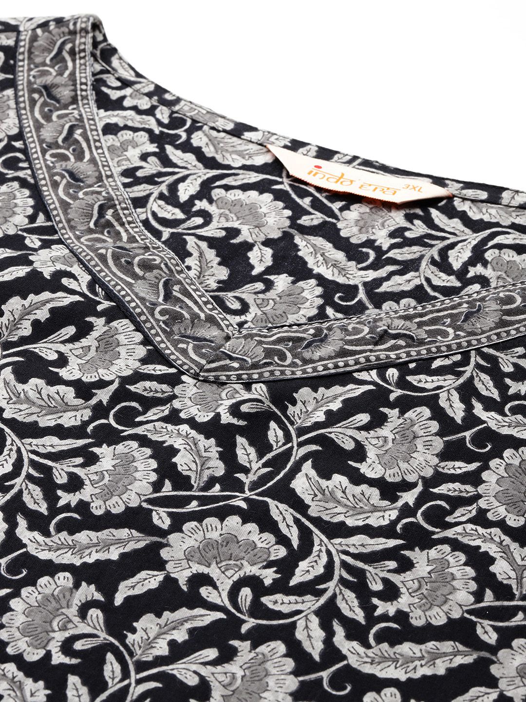 Plus Size Floral Printed Pure Cotton Kurta with Trousers & With Dupatta